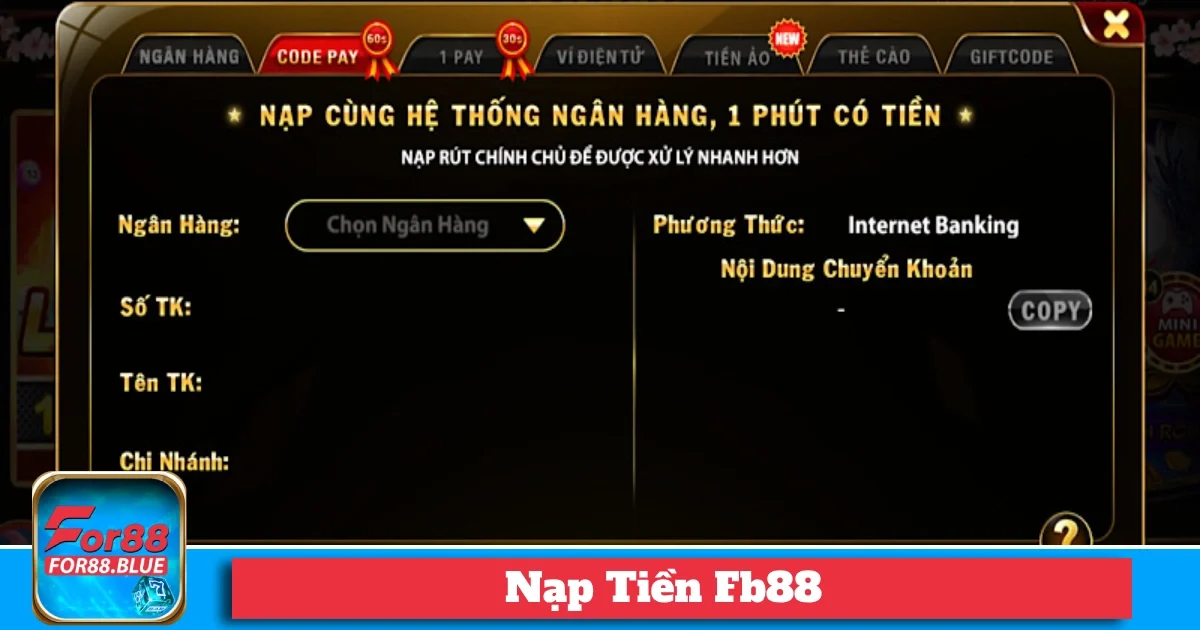 Hướng dẫn chi tiết cách nạp tiền Fb88